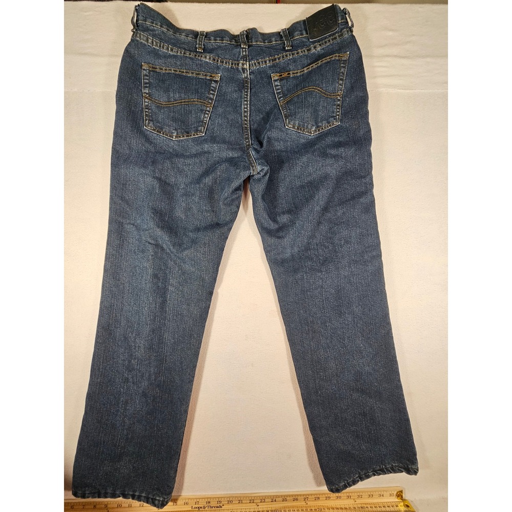 Lee Relaxed Fit Fleece Lined Jeans Mens 38x32 Blue Denim Winter Pants 102055791 - Picture 9 of 11